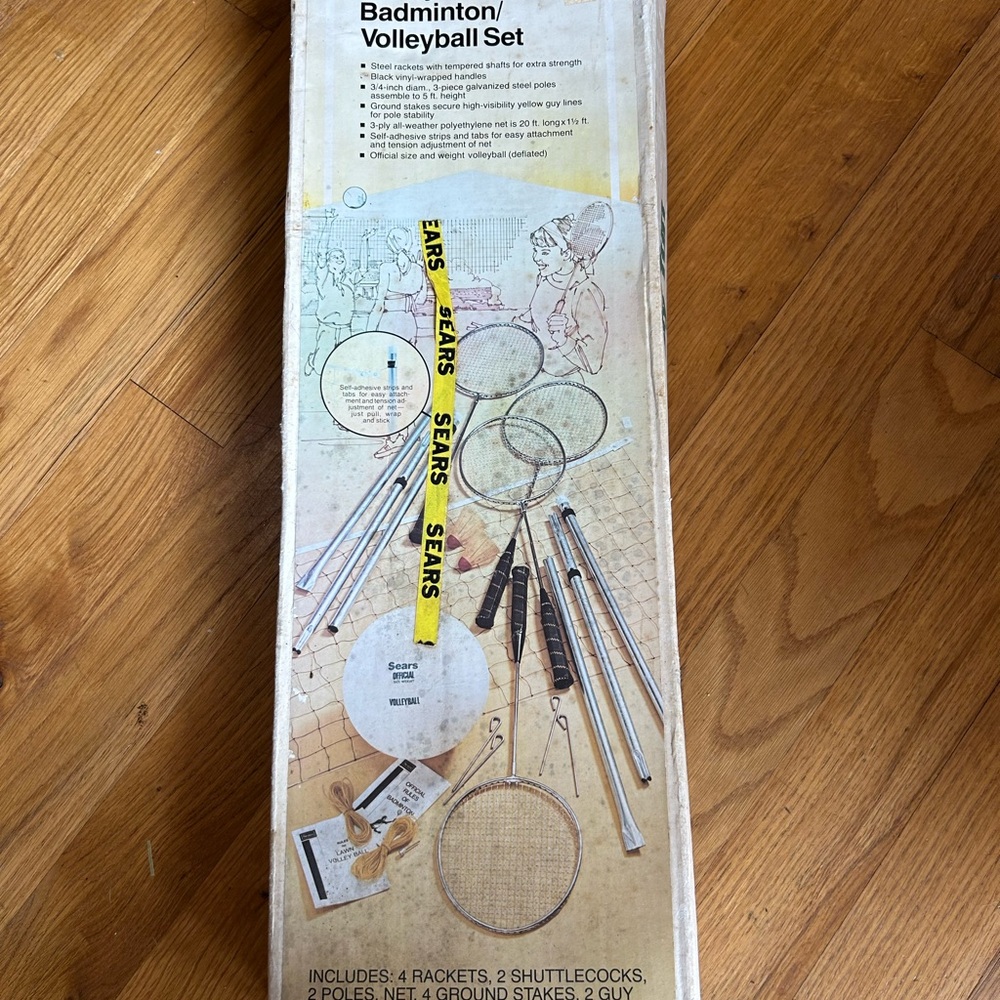 Vintage Sears Vintage Sears 4 badminton racquet  volleyball net in original box